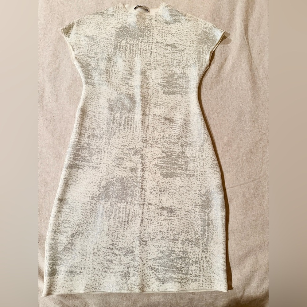 Zara white Silver Bodycon Mini Dress